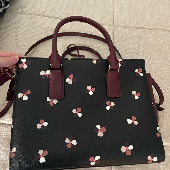 Kate Spade Black and Burgundy Floral Handbag - Picture 8 of 12